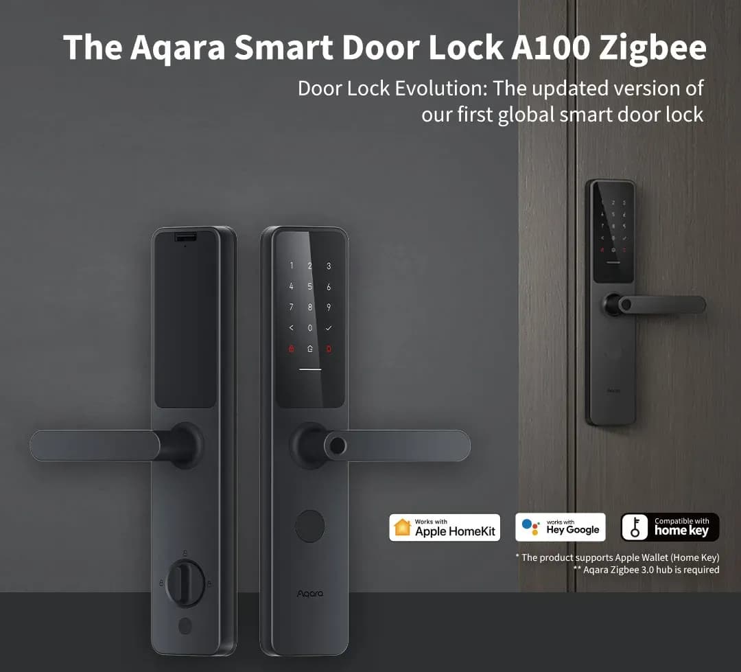 Khóa Aqara A100 tay gạt hiện đại, tương thích Apple HomeKit