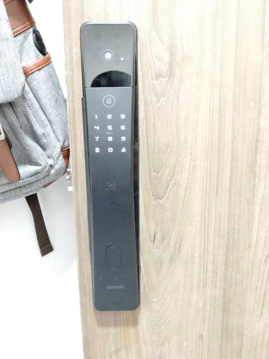 LOCKIN SV40 - Khóa cửa thông minh Push-Pull có camera, mặt ngoài, màu xám đen