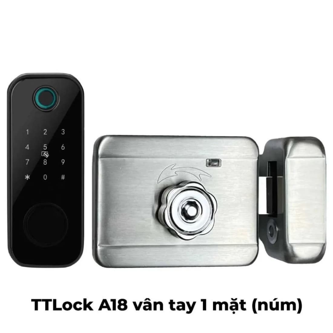 Khóa cổng vân tay AKIA N1 bản 1 mặt vân tay (núm), panel + thân khóa rim inox 304