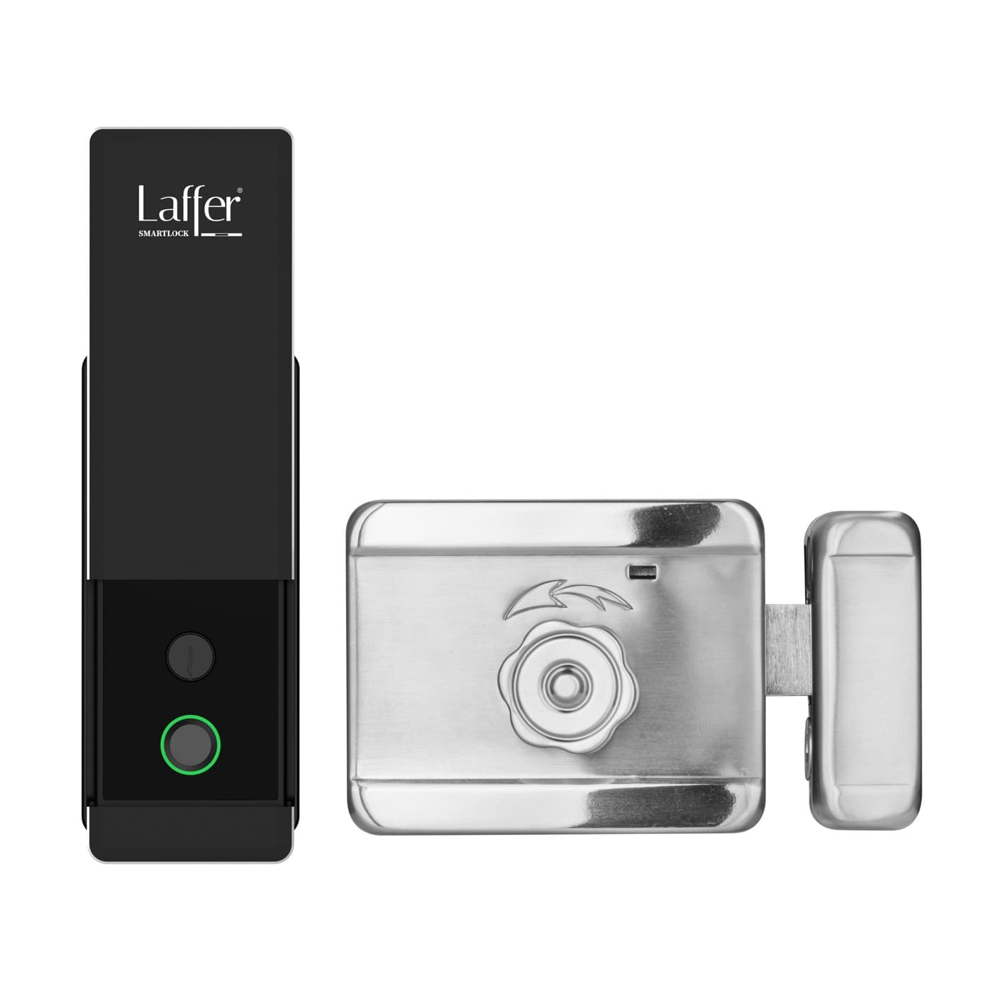 Khóa cổng vân tay Laffer A18 Pro inox 304, panel vân tay và thân khóa núm xoay
