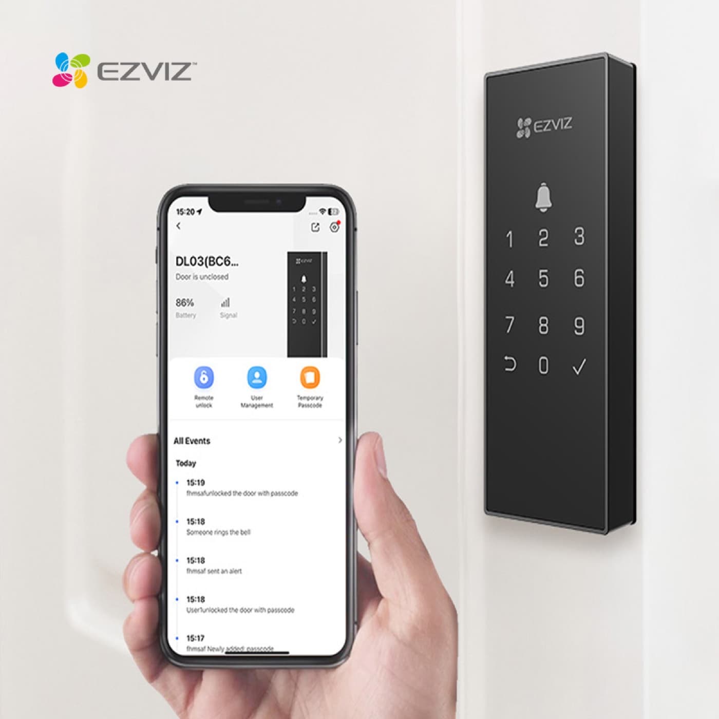 Quản lý khóa Ezviz DL03 và mở từ xa, xem nhật ký trên app EZVIZ