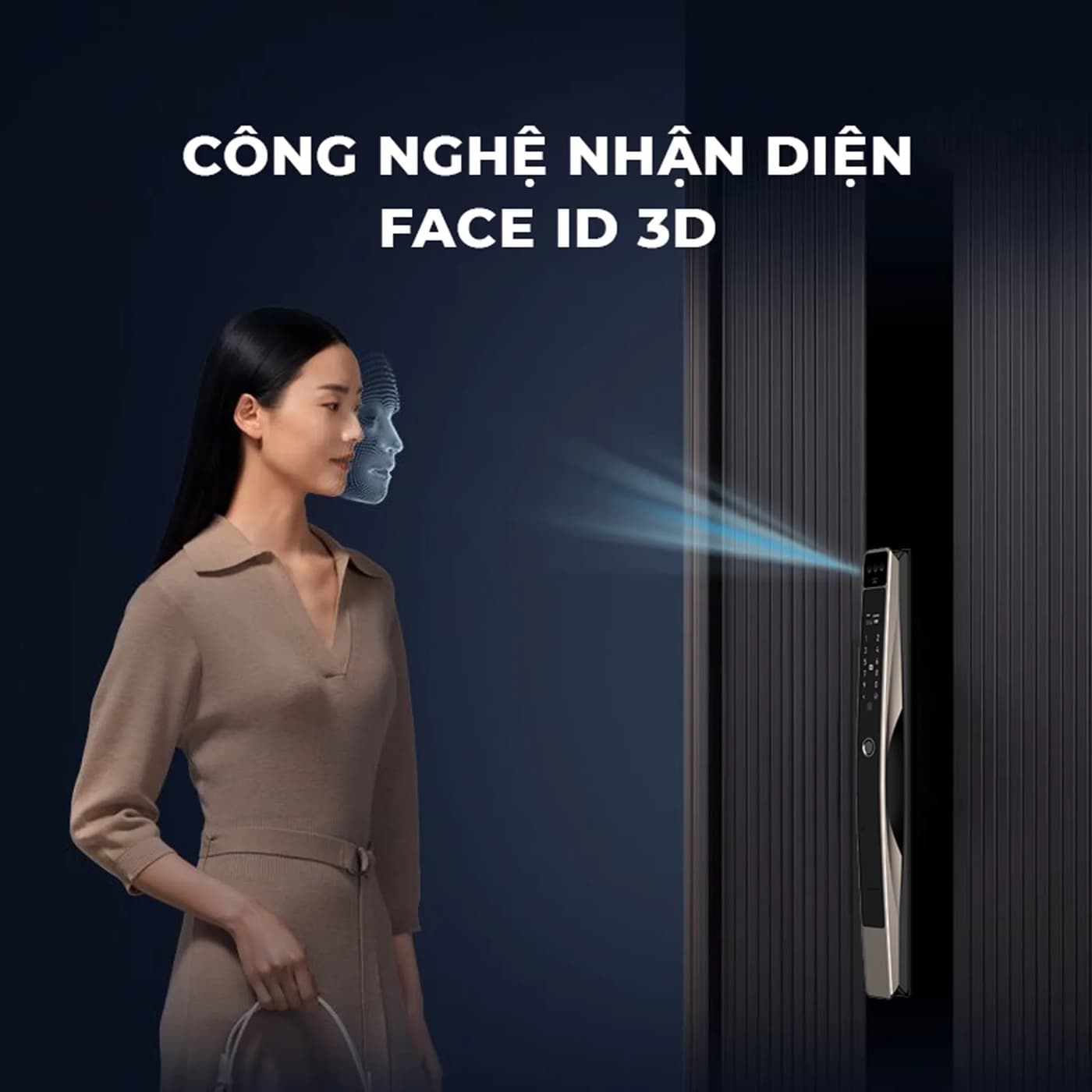 Khóa AKIA N68 nhận diện khuôn mặt 3D, mở cửa rảnh tay