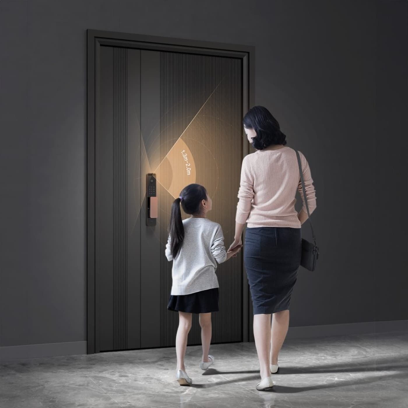 Khóa Aqara D200i nhận diện khuôn mặt 3D ở khoảng cách 1.3-2.0m, tự mở khi tới gần