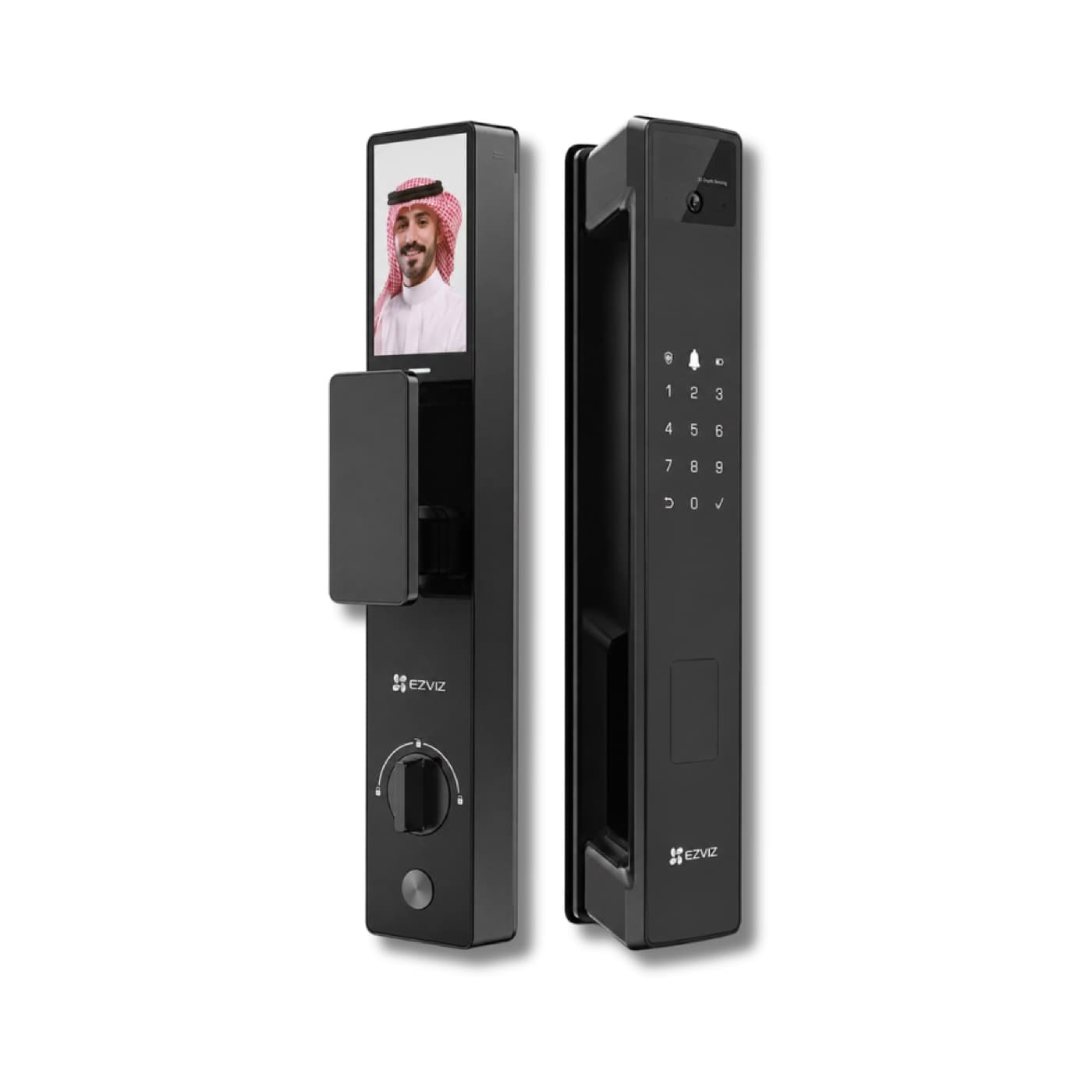 Khóa thông minh Ezviz Y3000FVP Plus push-pull màu đen, mặt trước có màn hình và camera