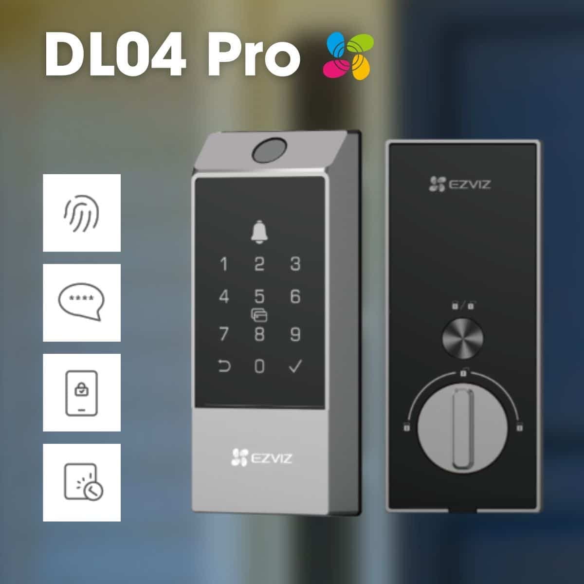 Khóa vân tay Ezviz DL04 Pro: mở bằng vân tay, mã số, thẻ từ, chìa cơ