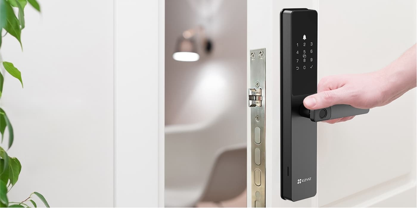 Khóa vân tay Ezviz Y2000 màu đen, mở khóa bằng cảm biến vân tay trên tay gạt