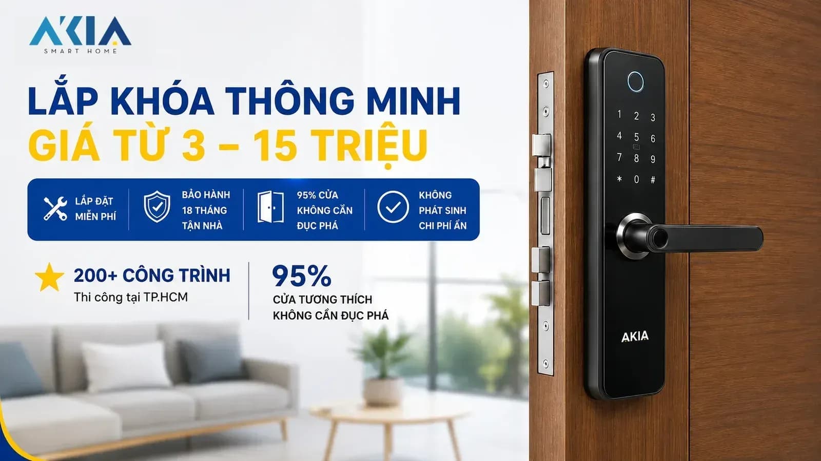Chính sách bảo hành khóa thông minh AKIA - bảo hành 18 tháng tận nhà